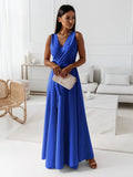V-neck Sleeveless Dress With Belt Summer Fashion Party Club Evening Maxi Dress For Women Clothing