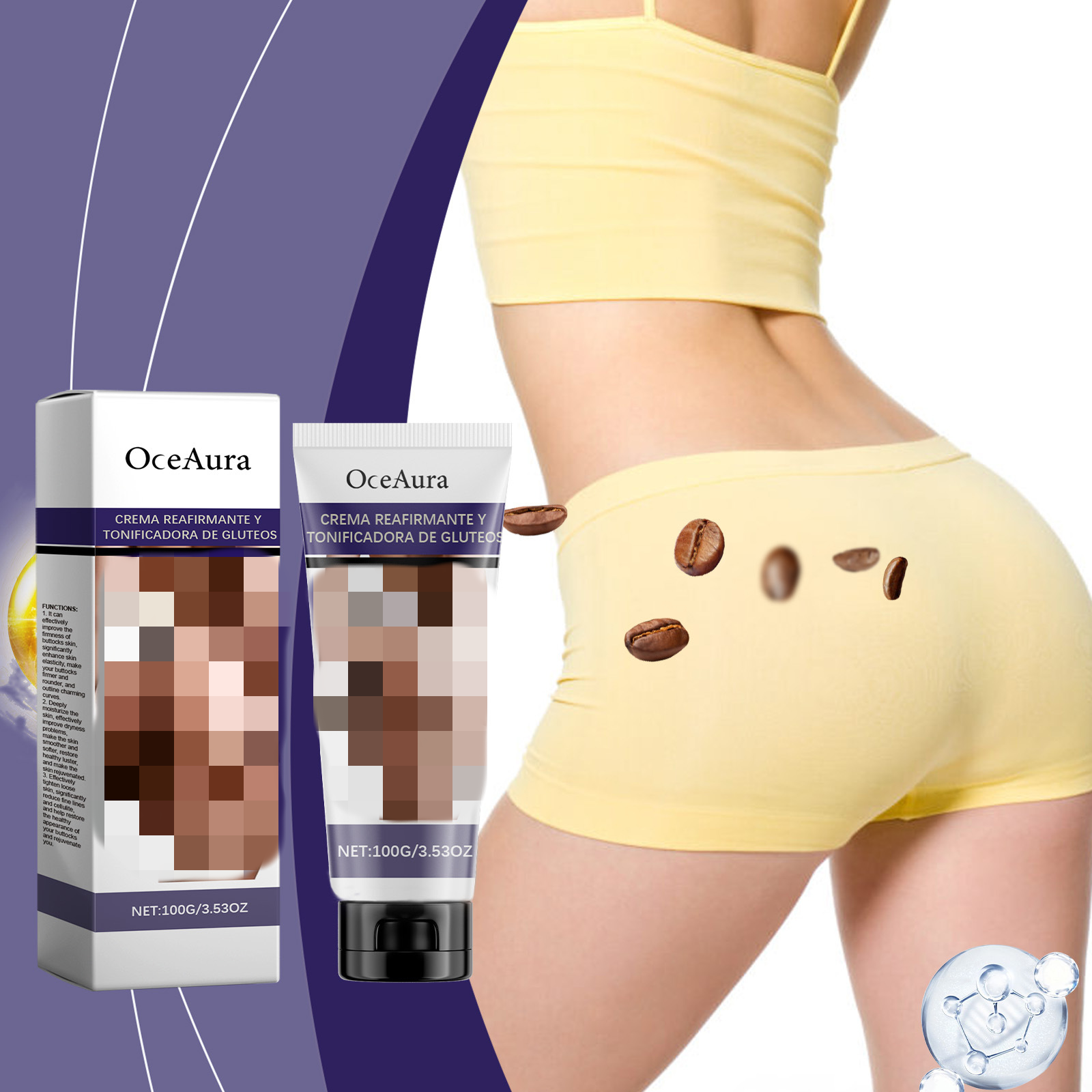 OceAura Hip Care Cream Lightens Wrinkles, Softens, Improves Hip Elasticity, Moisturizes And Nourishes Hip Massage