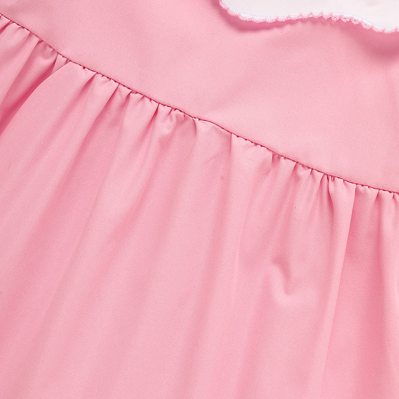 Toddler Baby Girl Spring Tulip Smocked Short Sleeve Dress With Lovely Tulip Embroidery Princess Dresses