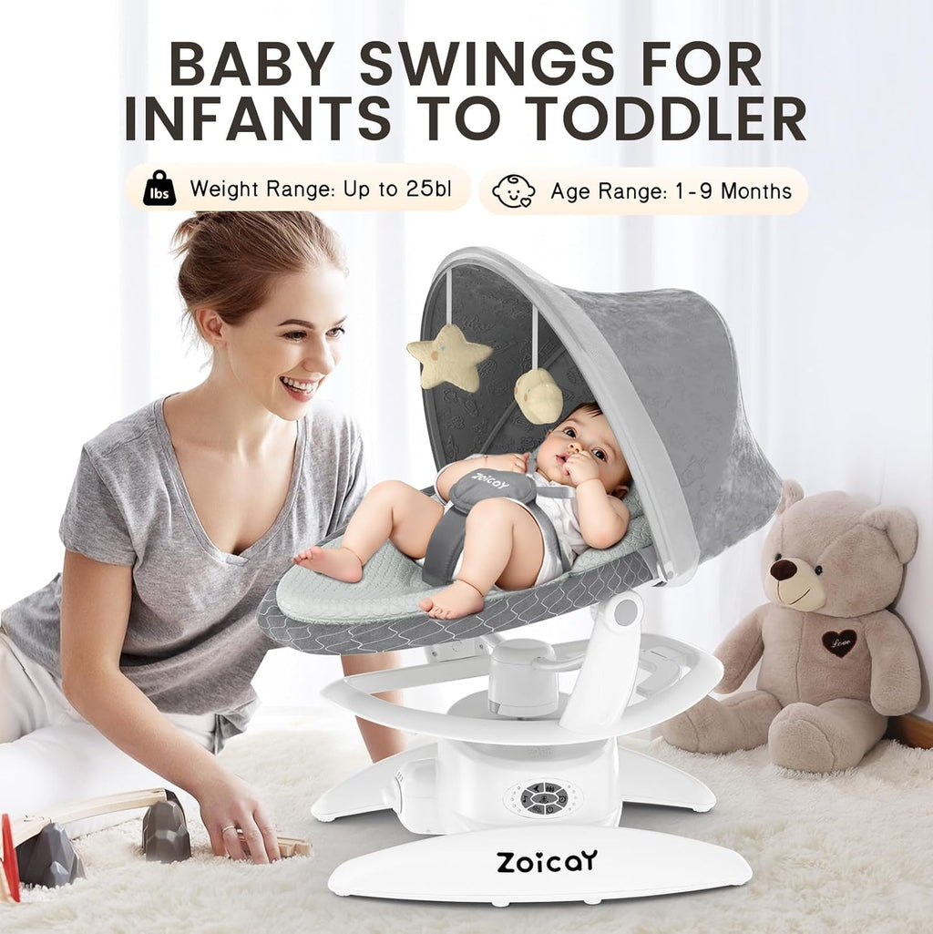 Baby Swing For Infants With Motion Detection, Electric Baby Swing With 3 Swing Modes, 12 Lullabies  5-Speeds