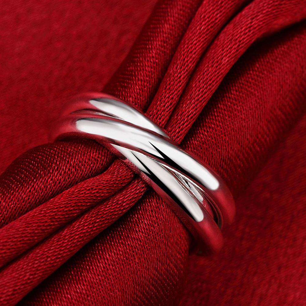 Womens Fashionable Silver-Plated Creative Three-Ring Ring