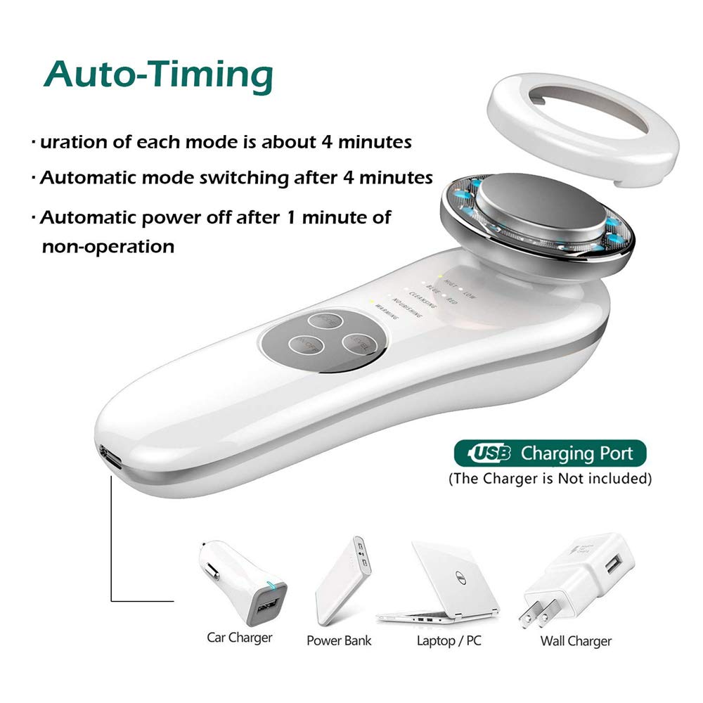 7-in-1 Galvanic Facial Massager Machine – EMS Face Lifting, Skin Tightening & LED Light Therapy Device