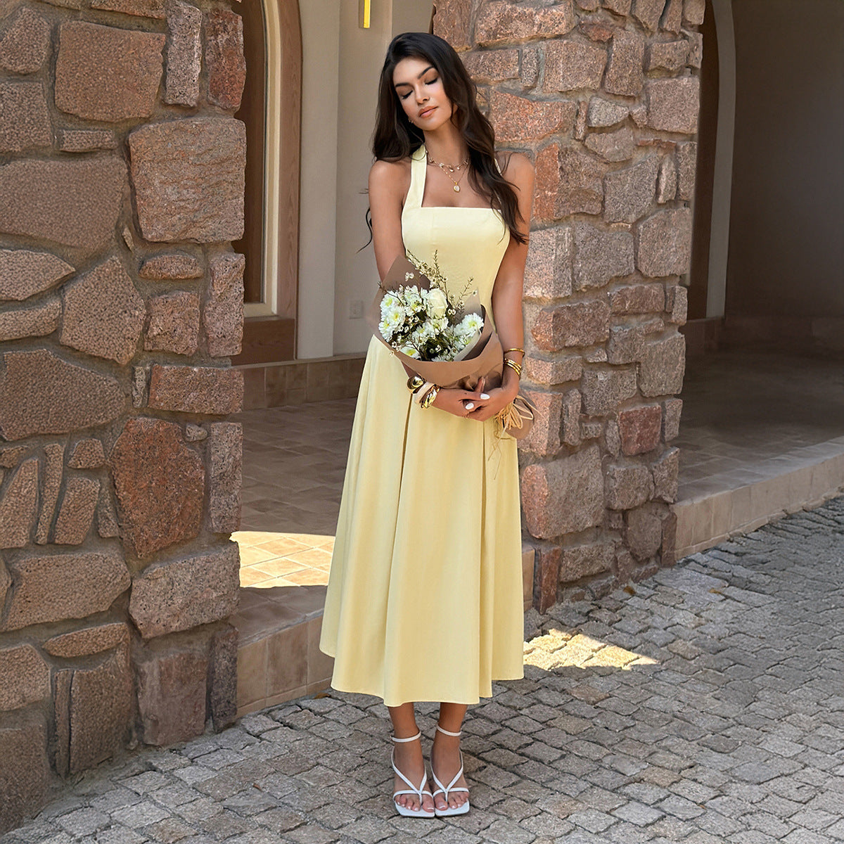Elegant And Fashionable High-waisted Slip Dress For Women