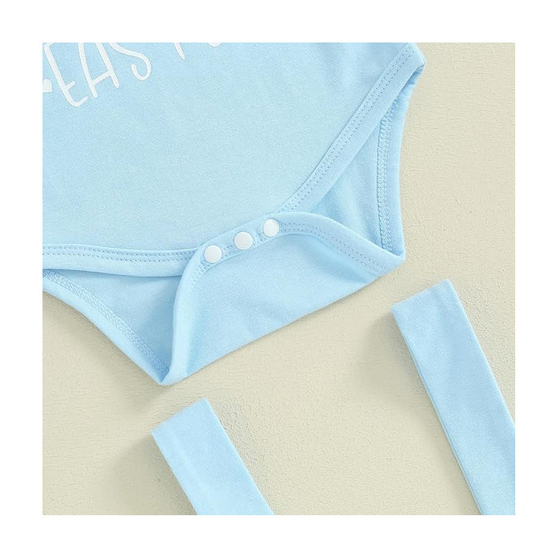 3pcs Set Baby Costume Set, Long Sleeved Letter Rabbit Print Jumpsuit, Carrot Print Suspender Pants, Hat Set