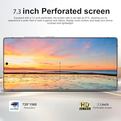 C25 Ultra Unlocked Phone,5G Smartphone 8GB 256GB 7.3-inch Android 14 Cell Phone 6800mAh Large Battery Dual SIM Face GPS