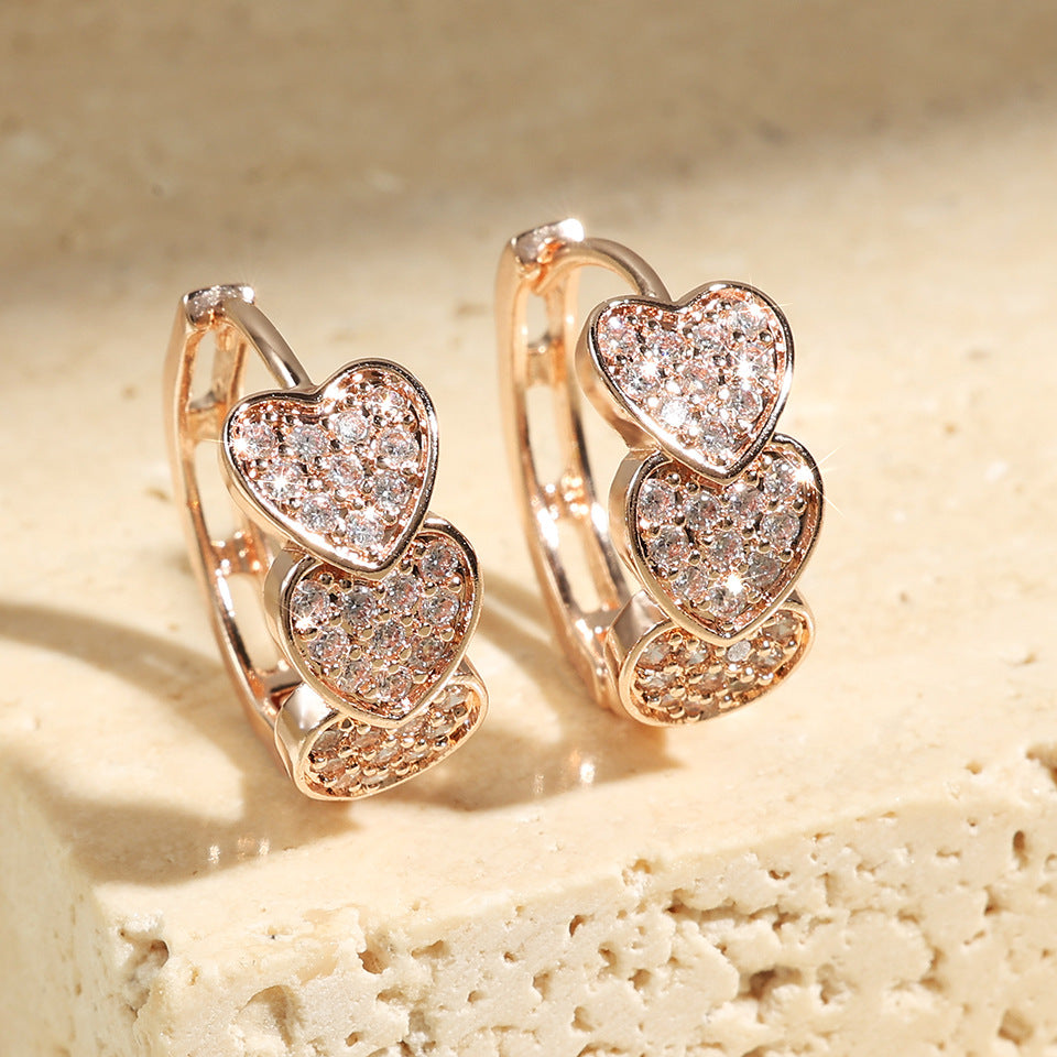 High-end Classic Earrings With A Double-row Full Diamond Design