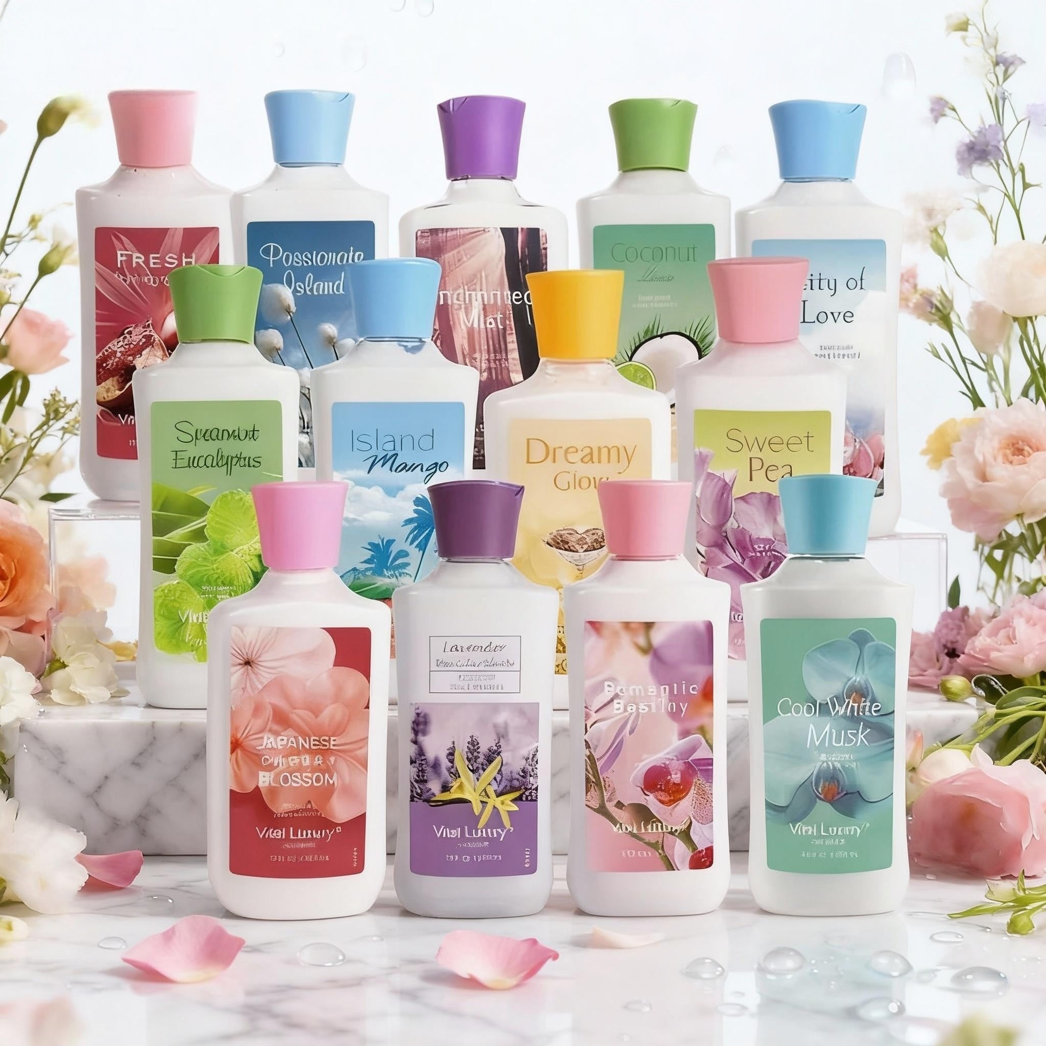 12-Fragrance Body Lotion, 10 Oz Per Bottle, Moisturizing And Fragrant Body Lotion, 12-hour Long-lasting Hydration, Contains Aloe Vera And Vitamin E, Floral,fruity,tropical Scents, Perfect For Winter