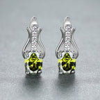 Oval Garnet Crystal Champagne Gold Ear Clips For Women