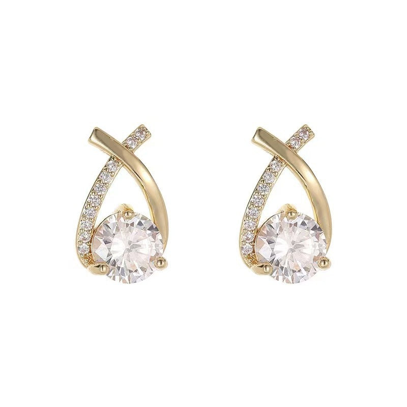 Classic Shining Diamond Cross Earrings