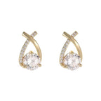Classic Shining Diamond Cross Earrings