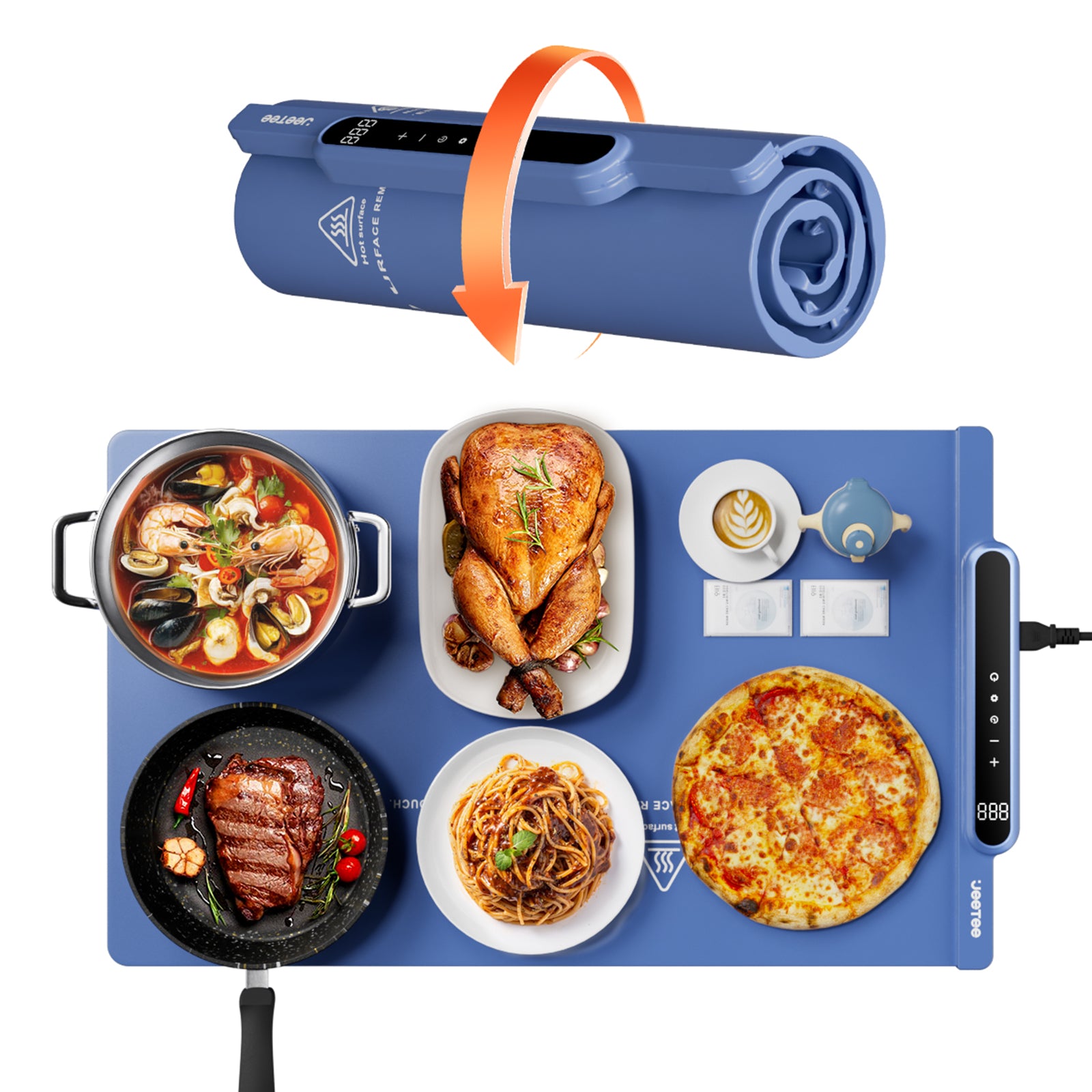 Silicone Food Heating Pad, Kitchen Dining Table Heating Pad, Heating Pad With 10 Temperature Settings, Foldable And Rollable Soft Table Pad, Buffet Party And Daily Household Electric Heating