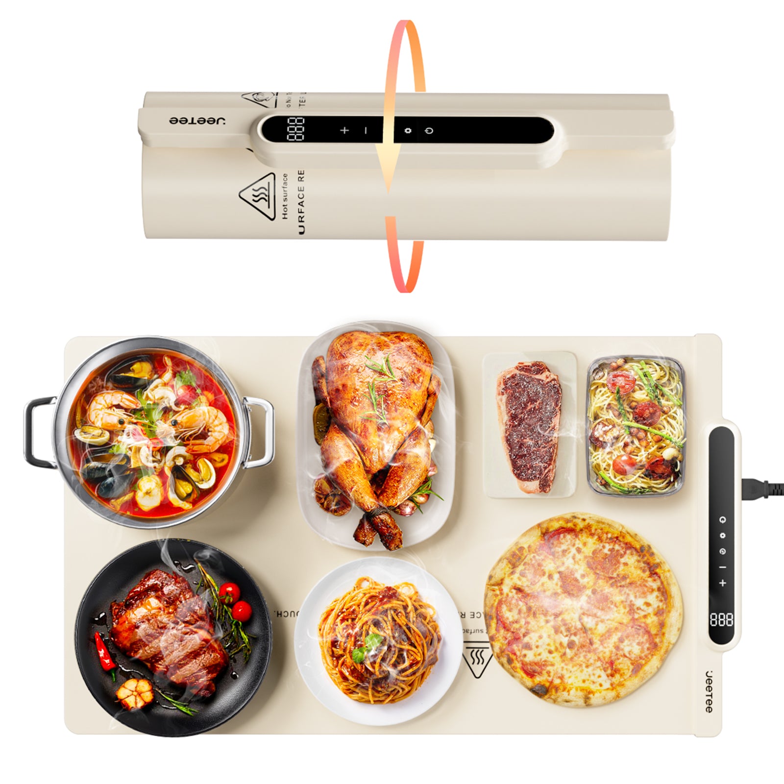 Silicone Food Heating Pad, Kitchen Dining Table Heating Pad, Heating Pad With 10 Temperature Settings, Foldable And Rollable Soft Table Pad, Buffet Party And Daily Household Electric Heating