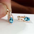 Oval Garnet Crystal Champagne Gold Ear Clips For Women