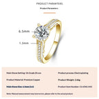 Fashionable, Light-luxury, Versatile, Niche Ring Featuring Faux Moissanite With A Four-prong Zircon Setting And Electroplated Finish