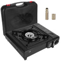 1Pc 3300W Portable Camping Stove Butane Canister Dual Fuel Burner Piezo Electric Ignition Single Burner With Automatic Tank Ejection Overpressure Cut Off Carry Case For Camping Hiking Picnic Fishing B
