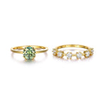 S925 Silver Green Center Stone Full-Set Moissanite Vintage Stacking Ring