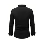 Men's Shirt Business Button Down Shirt Summer Solid Color Long Sleeve Lapel Vacation Shirt