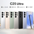 C25 Ultra Unlocked Phone,5G Smartphone 8GB 256GB 7.3-inch Android 14 Cell Phone 6800mAh Large Battery Dual SIM Face GPS