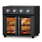 29.5 QT Air Fryer Convection Toaster Oven, French Door, 6 Slices, 1700W, Multifunction Oven, Air Fryer, Toast, Grill, Defrost, Bake, Time And Temperature Controls, Black, Amazon Resale Prohibited