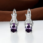 Oval Garnet Crystal Champagne Gold Ear Clips For Women