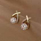 Classic Shining Diamond Cross Earrings