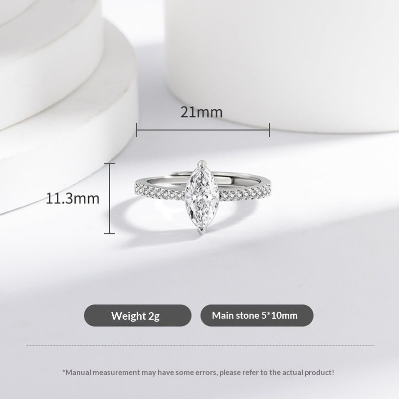 Horse-Eye Moissanite Ring For Women Light Luxury With A High-End Vibe