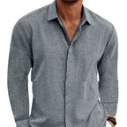 Long Sleeve shirt Undershirt Solid Color Long Sleeve Cotton Linen Shirt Men