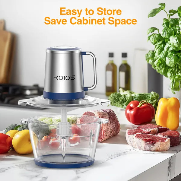 KOIOS Electric Food Chopper Processor Vegetables Meat Grinder Mixer 2L Glass Clear Bowl