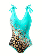 New European And American Style One-Piece Fashionable Sexy Swimsuit For Women, Slimming Retro Print, Popular Swimwear Set