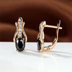 Oval Garnet Crystal Champagne Gold Ear Clips For Women