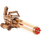 ROKR 3D Puzzle Gatling Gun Model, Adult Wooden 3D Puzzle Rubber Band Gun Toy, Rotating Barrel Machine Gun, Wooden Model Craft Set, Cool Hobby Birthday Gift, Suitable For Males And Teenagers 14 And Up