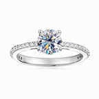 Fashionable, Light-luxury, Versatile, Niche Ring Featuring Faux Moissanite With A Four-prong Zircon Setting And Electroplated Finish