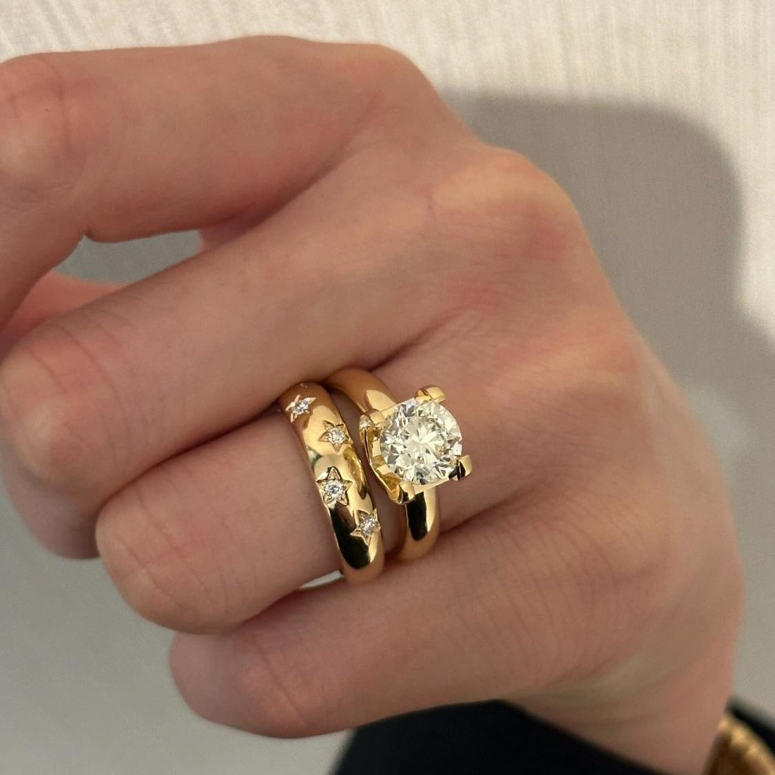 French-style Subtly Luxurious Gold-colored Cow-head Diamond-look Ring
