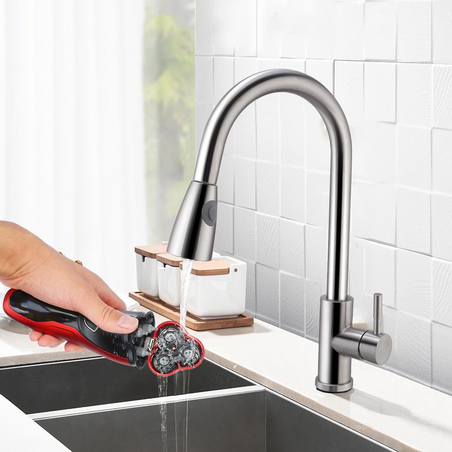 Electric Shaver Razor For Men IPX7 Waterproof Beard Trimmer 3D Rechargeable Painless Rotary Shaver With Trimmer 2 In 1 Electric Shaver