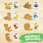 Valentines Day Gifts For Kids - 28 PCS Valentines Cards School With Art Supplies - Dinosaur Wood Painting Craft Kits - For Classroom Kids Boys Girls Gifts Exchanges - Valentines Party Favors