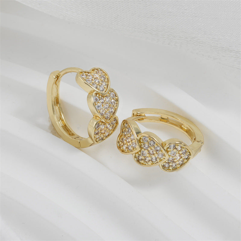 High-end Classic Earrings With A Double-row Full Diamond Design
