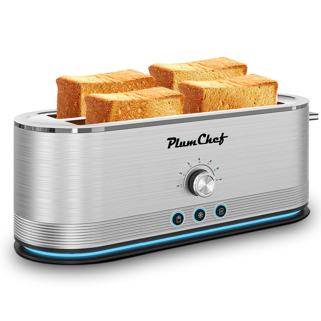 4-Slice Toaster, 7 Settings, Defrost, Reheat, Removable Crumb Tray, Full Body Stainless Steel Housing, Anti-Fingerprint, Anti-Jam, 1350W, Silver, Amazon Resale Prohibited