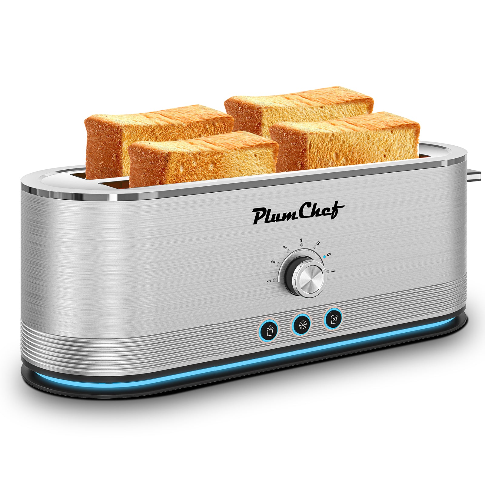 4-Slice Toaster, 7 Settings, Defrost, Reheat, Removable Crumb Tray, Full Body Stainless Steel Housing, Anti-Fingerprint, Anti-Jam, 1350W, Silver, Amazon Resale Prohibited