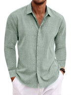 Long Sleeve shirt Undershirt Solid Color Long Sleeve Cotton Linen Shirt Men
