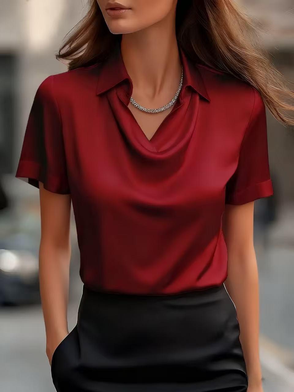 Elegant Minimalist Boat-neckline Shirt For Women