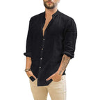 Solid Color Casual Stand Collar Long-sleeved Shirt