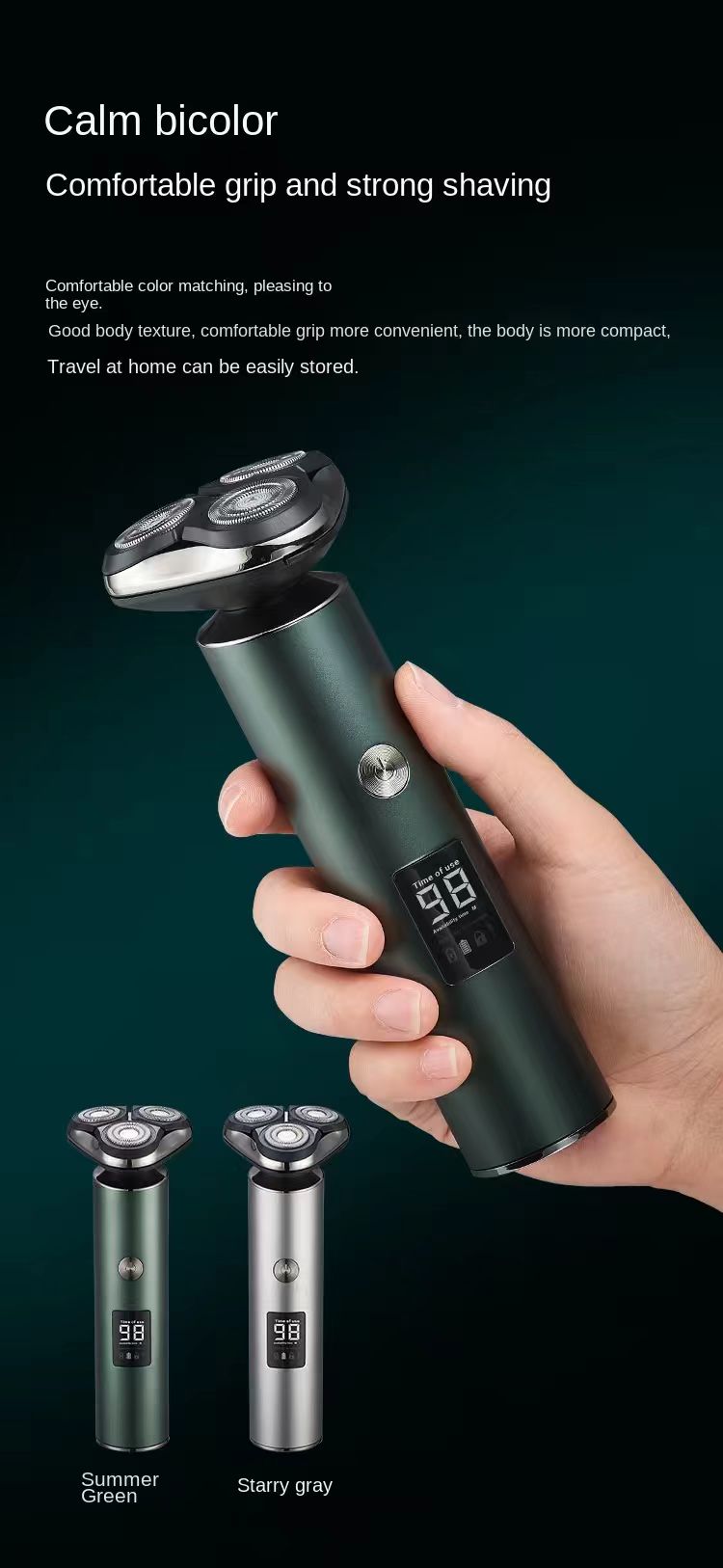 Men's Electric Shaver Triple Head Razor Travel Portable Washable