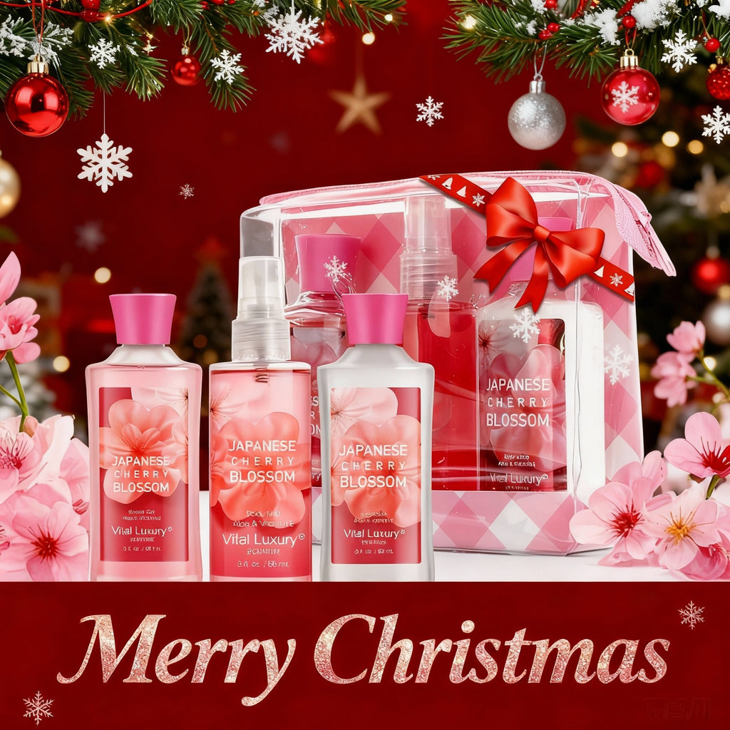 3-piece Set Japanese Cherry Blossom Spa Set With Natural Extracts-Shower Gel, Body Lotion, Body Mist, Bath And Body Gift Set For Women And Girls,  Body Care Travel Set For Birthday Mother's Day Gifts