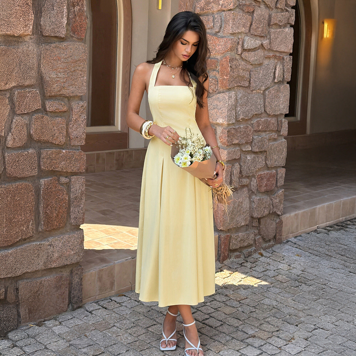 Elegant And Fashionable High-waisted Slip Dress For Women